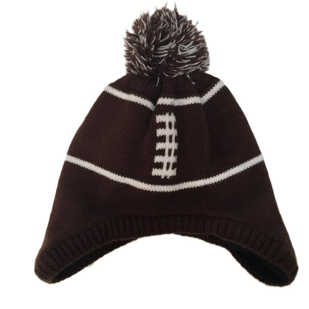 CHILDREN'S PLACE EST. 1989 BABY BOY FOOTBALL POM POM FLEECE LINED HAT  2T-3T